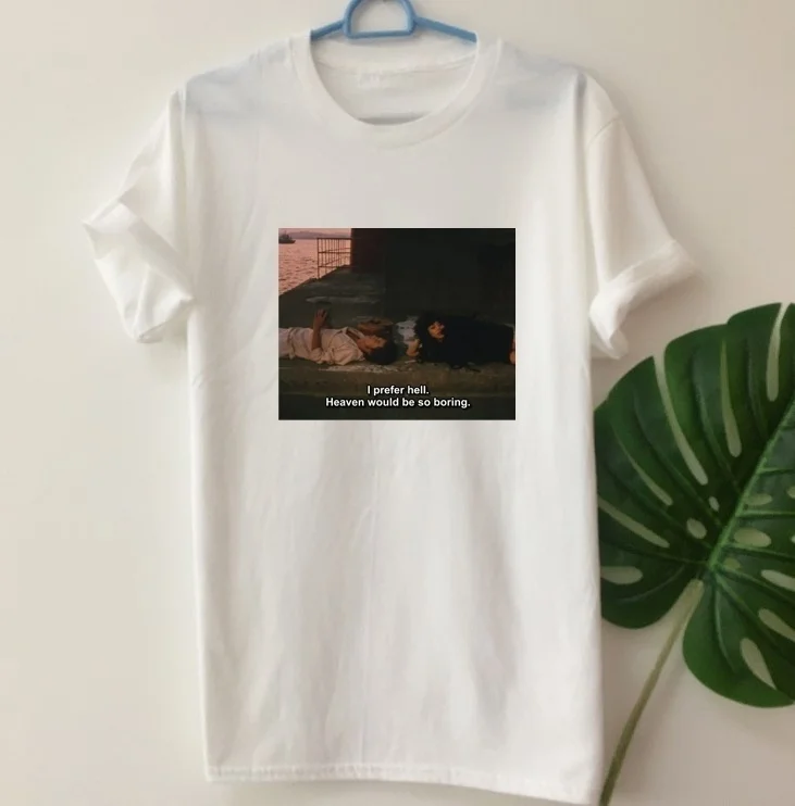 HAHAYULE-JBH, я предпочитаю Hell 90s Азиатский фильм футболка с цитатами унисекс Tumblr гранж Эстетическая печатная Футболка хипстер