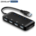 USB-концентратор ZEUSLAP, 4 порта USB 3,0, разветвитель usb-хаб, 3,0, аксессуары для ноутбуков