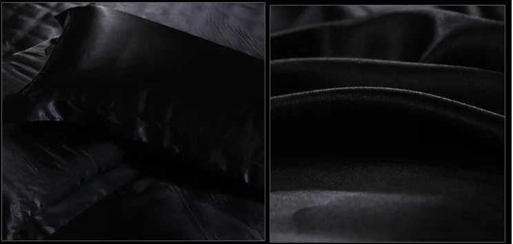 Комплект постельного белья из 7 предметов черный атласный шелковый комплект