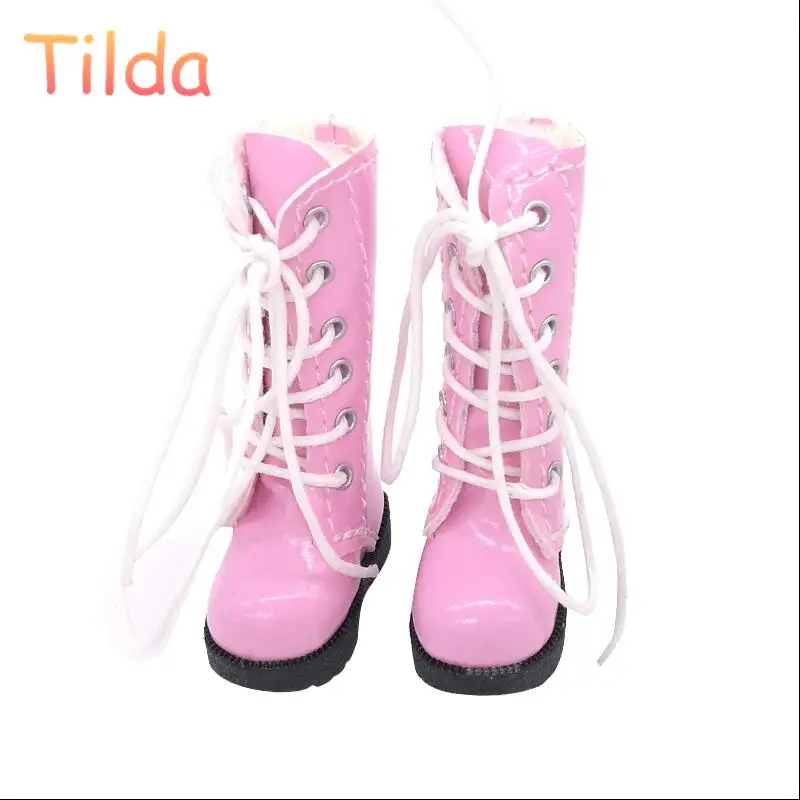 glossy leather pink Тильда 3,2 см Кукла Сапоги для Blythe Кукла игрушка, 1/8 Мини кожаные куклы обувь для Blyth Azone BJD, Повседневная кукольная обувь аксессуары - Цвет: glossy leather pink
