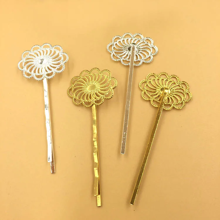 20*26 мм филигранные Цветочные Шпильки &quotБобби&quot Основы металлические заготовки