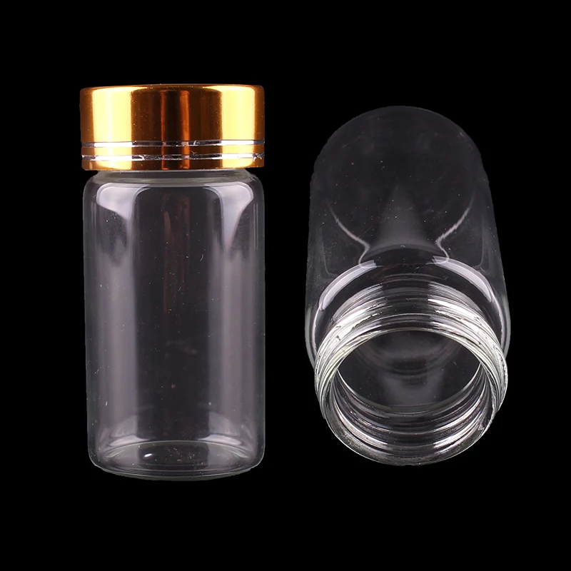 

Dia 30mm 15ml 25ml 40ml 50ml 60ml Transparent Glass Spice Bottles Jars Terrarium with Golden Aluminum Lid Wedding Craft 24pcs