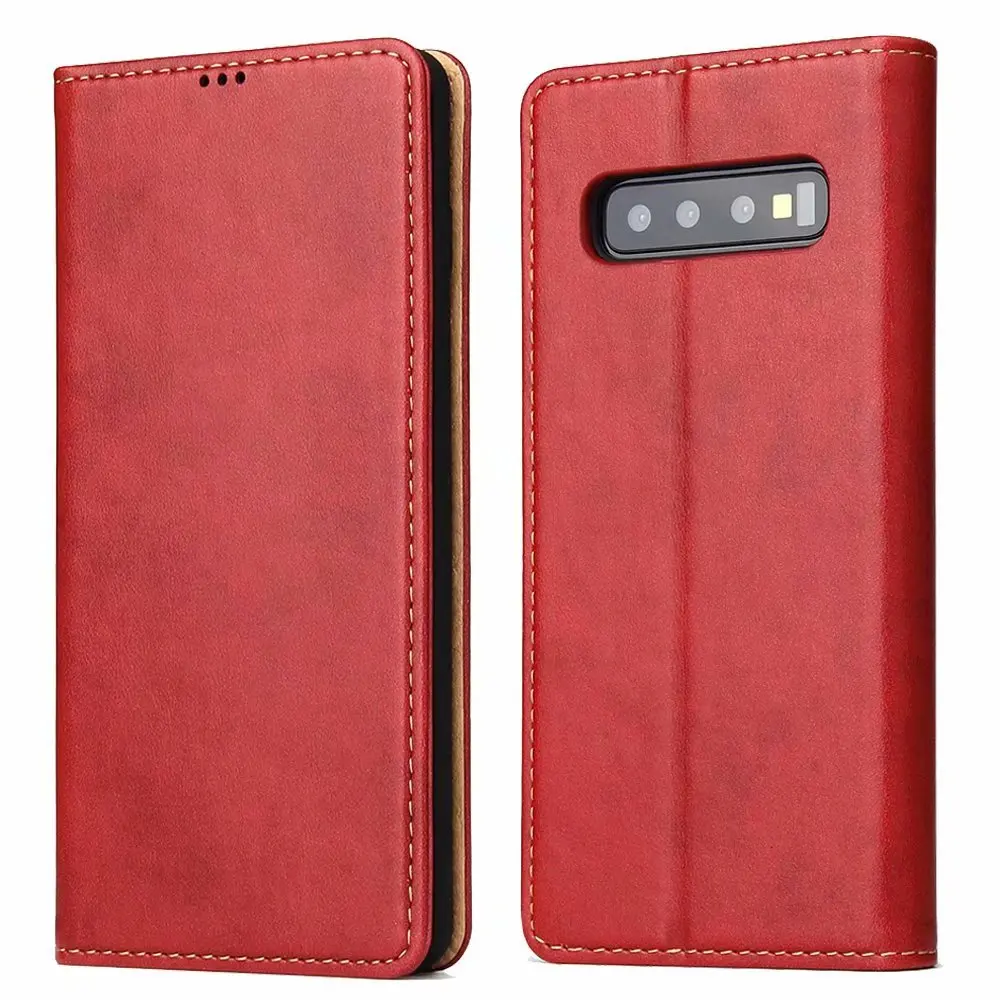 Red Кожаные чехлы-книжки для samsung S10 чехол Galaxy S10 плюс Чехол для кошелька держатель для samsung Galaxy S10E чехлы-накладки Coque - Цвет: Red