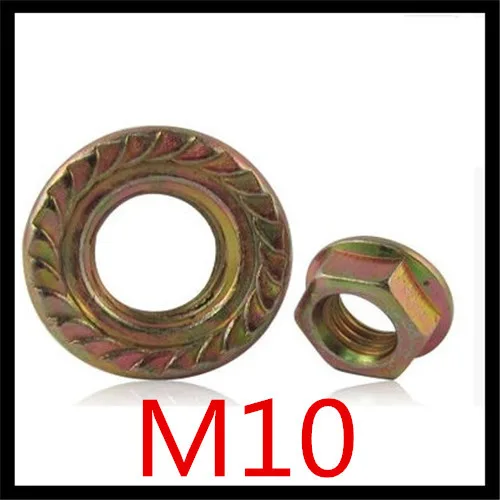 

20pcs/lot High Quality Factory Direct Sale DIN6923 Steel with color zinc M10 hex flange nut