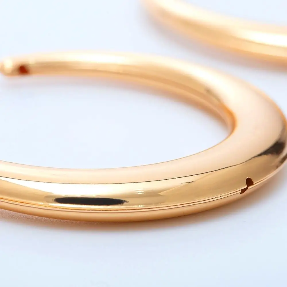 8Seasons New Fashion Gold Minimalist Thick Round Hoops Earrings For Women Wedding Party Club Punk Style Jewelry 1 Pair | Украшения и