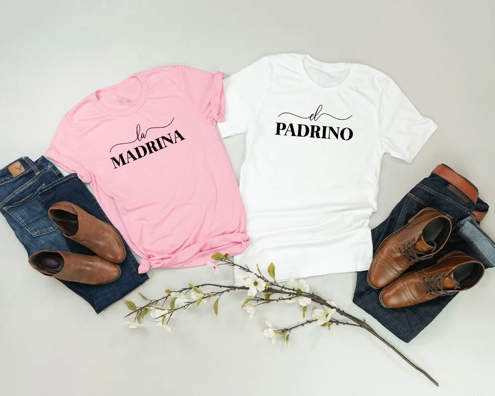 Godmother godfather подарок madrina padrino пара женщин мода унисекс гранж tumblr хлопок camiseta rosa feminina Футболка Топ