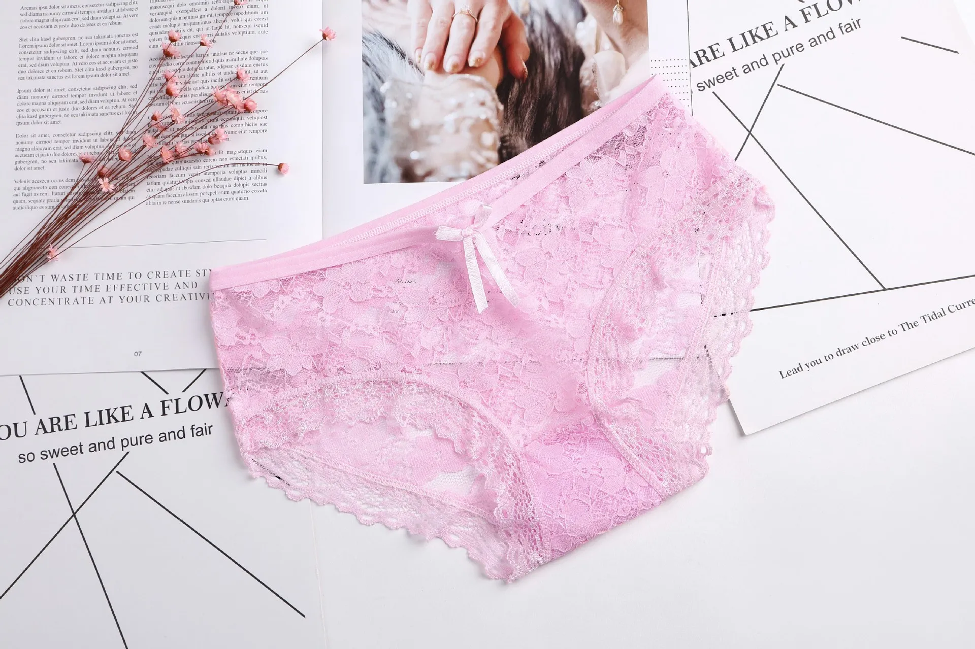 Briefs for Women Lace Cotton Sexy Lingerie Panties Girls Underwear Solid Color Bow Tie Underpants Ladies Panty Calcinha