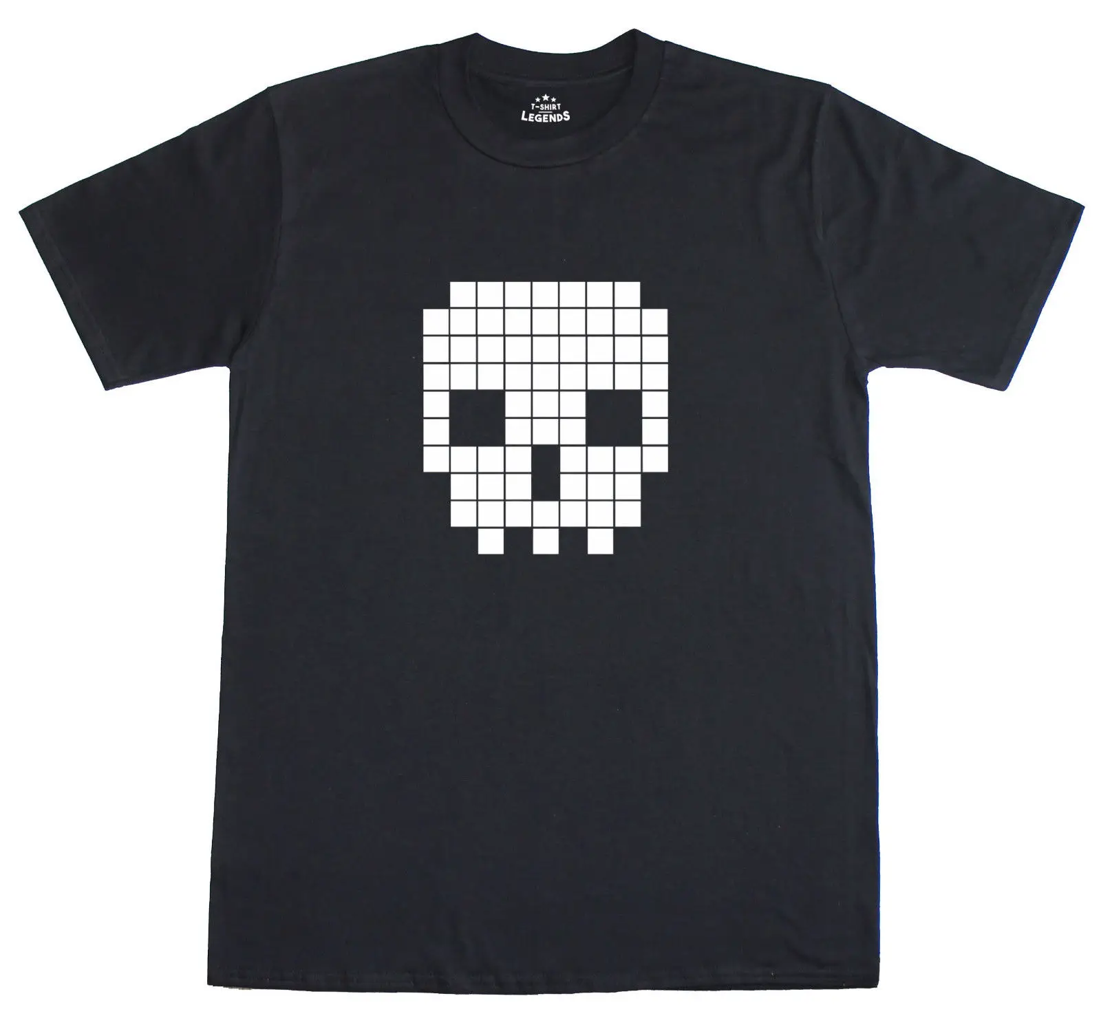 Ретро Pixel череп 8 бит Эра Geek мужские свободный крой футболка Лето известный