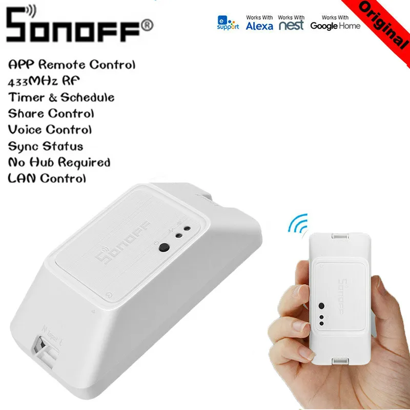 SONOFF 433 RF R3 умный Переключатель ВКЛ/ВЫКЛ WiFi Поддержка приложения/433 RF/LAN/голосовое