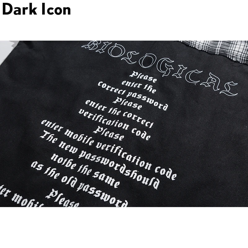 Мужская клетчатая куртка Dark Icon осенняя фланелевая в стиле хип-хоп с принтом букв