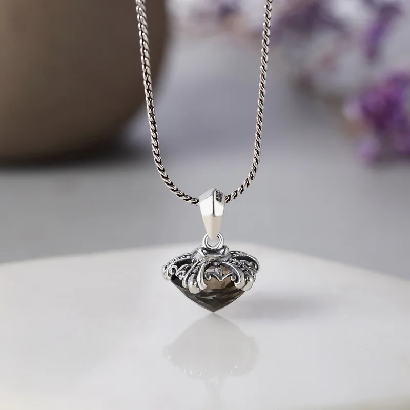 Женский кулон из серебра 925 пробы с цитрином и драгоценными камнями|Подвески| |