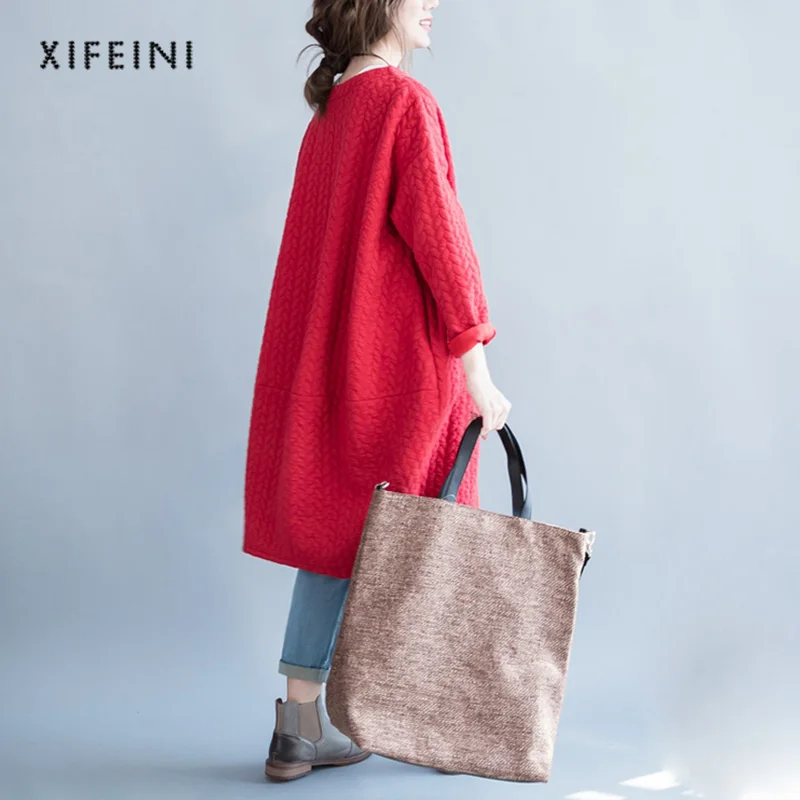 XIFEINI Осень корейский стиль Свободное платье женский Harajuku одежда с длинным