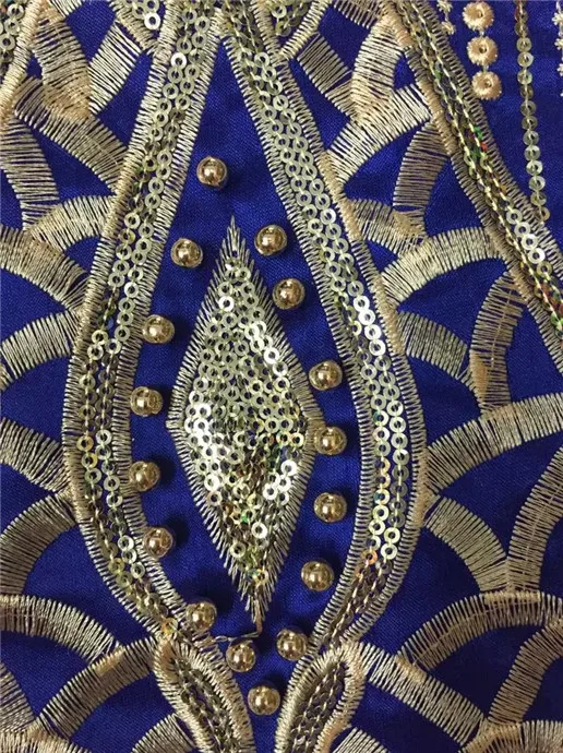 2016 последняя золотисто синяя Высококачественная африканская кружевная ткань