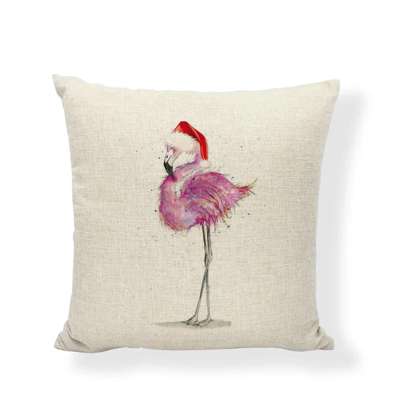 Christmas Animal Cushion Cover 45x45cm Flamingo Duck Deer Bird Home Bedroom Sofa Living Room New Year Gift Decoration Pillowcase