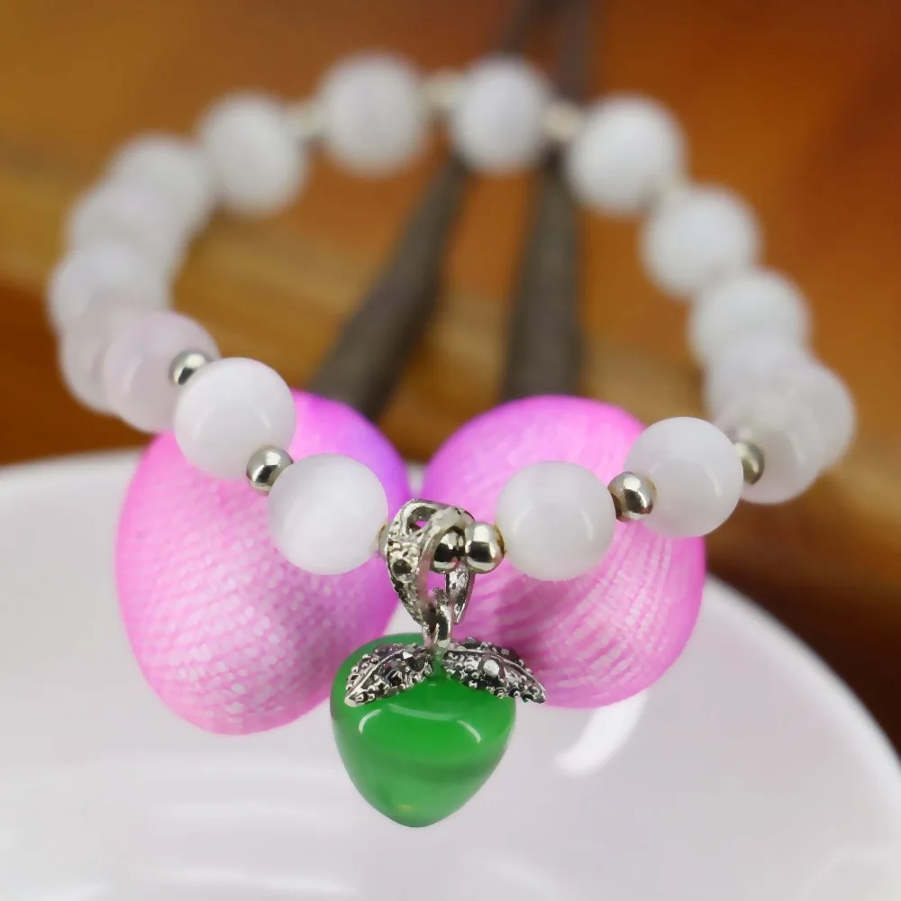 Женский браслет с подвеской кошачий глаз зеленого цвета 8 мм подарок для девушек