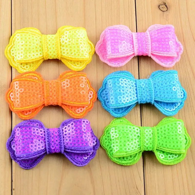 100 шт./лот блестящая аппликация в виде банта аксессуары для одежды DIY банты с