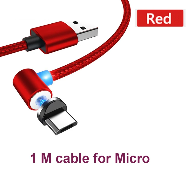 1M Red for Micro Быстрый Магнитный кабель Micro светодиодный usb type C зарядное устройство для iPhone XS X XR 8 7 samsung S8 магнит Android телефонный кабель Шнур - Цвет: 1M Red for Micro