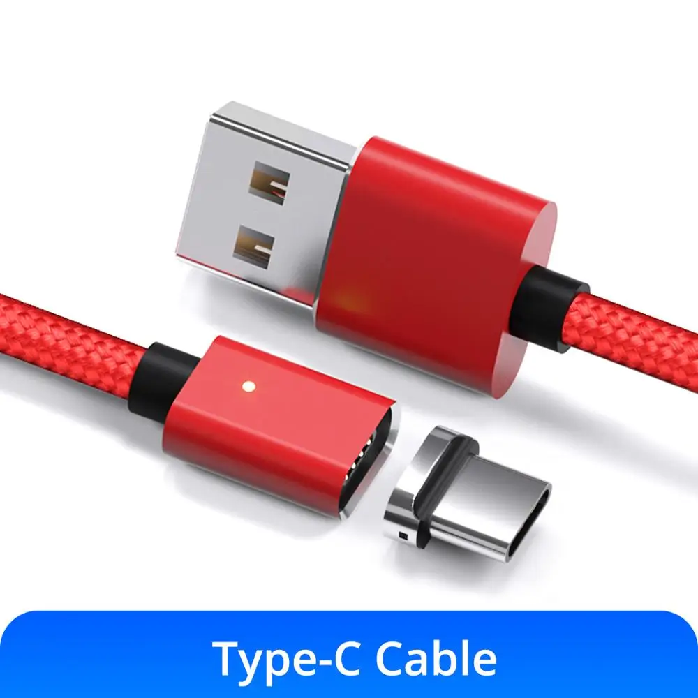 GUUGEI Магнитный usb кабель для зарядки type-C кабель для быстрой зарядки 3,0 type-C кабель для быстрой зарядки и синхронизации данных нейлоновые кабели для мобильных телефонов - Цвет: Red Type C Cable