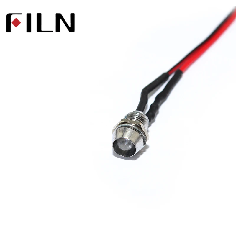 FILN 50pcs Led light pilot lamp pre-wired effects 5V 12V 24V 220V LED 8mm signal indicator led with 20cm wire |