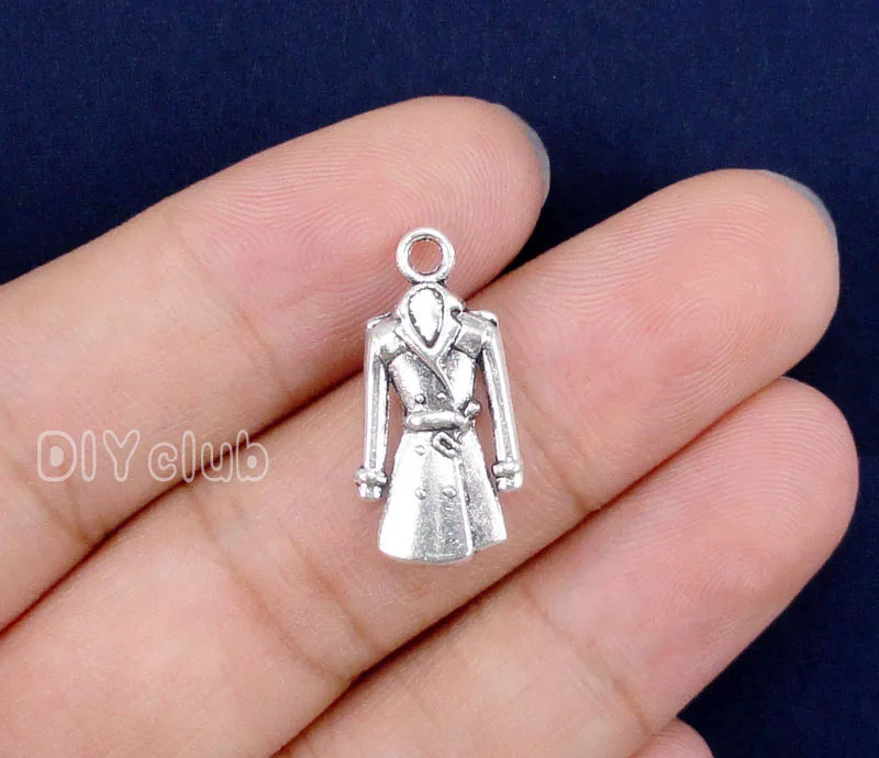 60 шт античный серебряный тон тренчкот подвеска 23х12 мм|charm pendant|coat charmtrench coat charm |