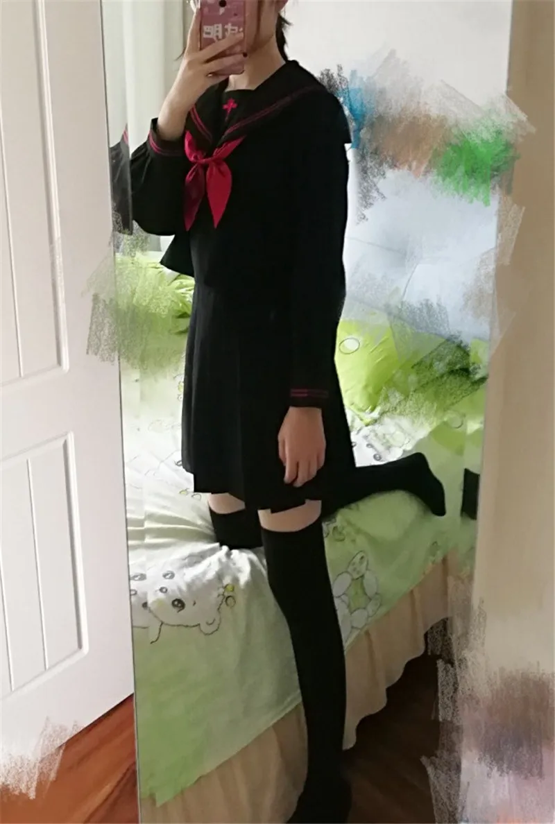 UPHYD Dark Demon School Uniforms For Girls Anime Cosplay Costumes JK Sailor Uniforms S-XL Top And Pleated Skirt