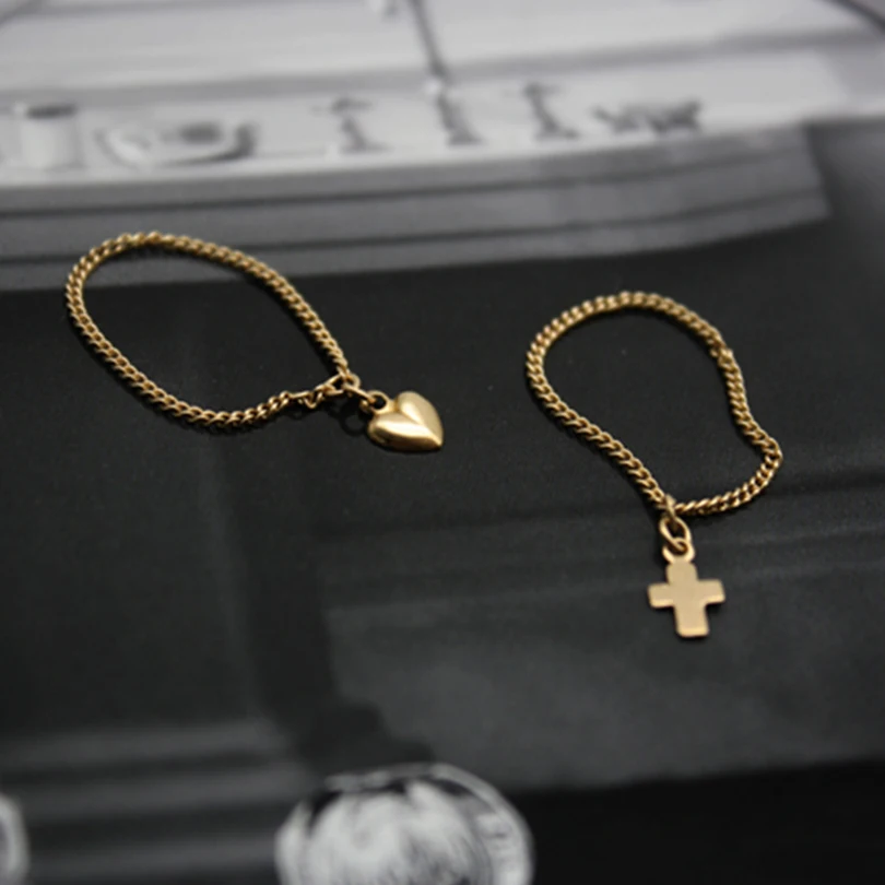 Модное женское кольцо 14k Золотое с крестиком в форме сердца свадебные ювелирные