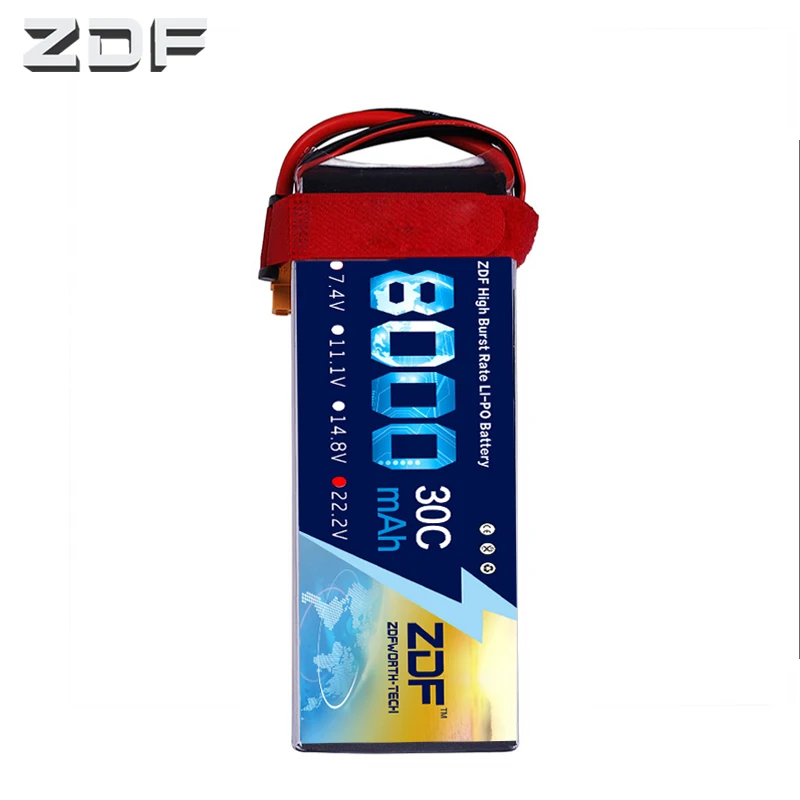 

2018 ZDF Good Quality Lipo Battery 22.2V 6S 8000MAH 30C-60C RC AKKU Bateria for Airplane Helicopter Boat FPV Drone UAV