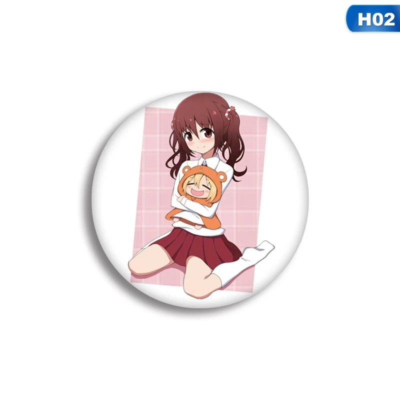 2 Мультфильм Himouto мультипликационный персонаж дома Умару брошь японская сестра нагрудник значок аниме булавка большая монета значок ткань украшение для рюкзака - Окраска металла: 2