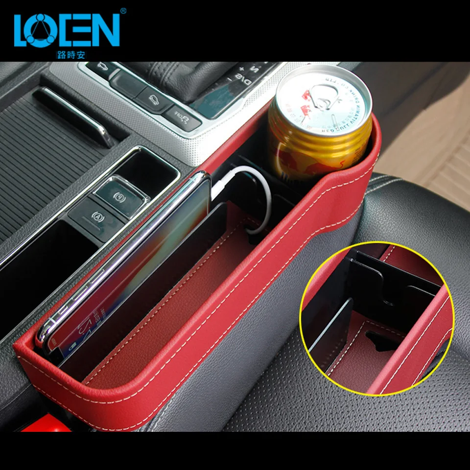 

LOEN 2PCS PU Leather Car Seat Gap Black Brown Beige Pocket Storage Organizer Black Brown Beige Seat Gap Filler for Automobile