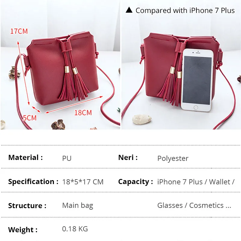 Женская сумка на плечо миниатюрная через из искусственной кожи с кисточкой