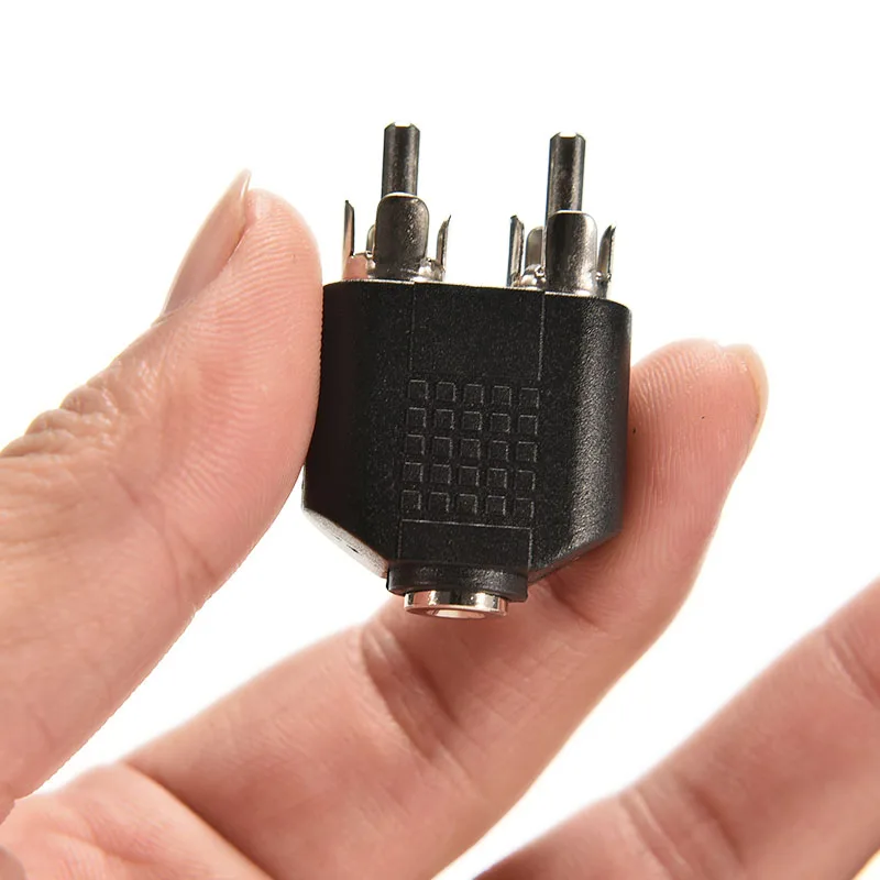 

3.5 mm Silver Gold Plated Female To 2 RCA Male Audio Stereo Adapter Connector