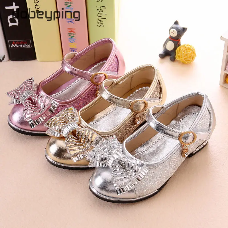 Children Shoes Autumn Fashion Girls Brand Casual Sneakers Kids PU Leather Sneaker Gold Solid Princess | Детская одежда и обувь