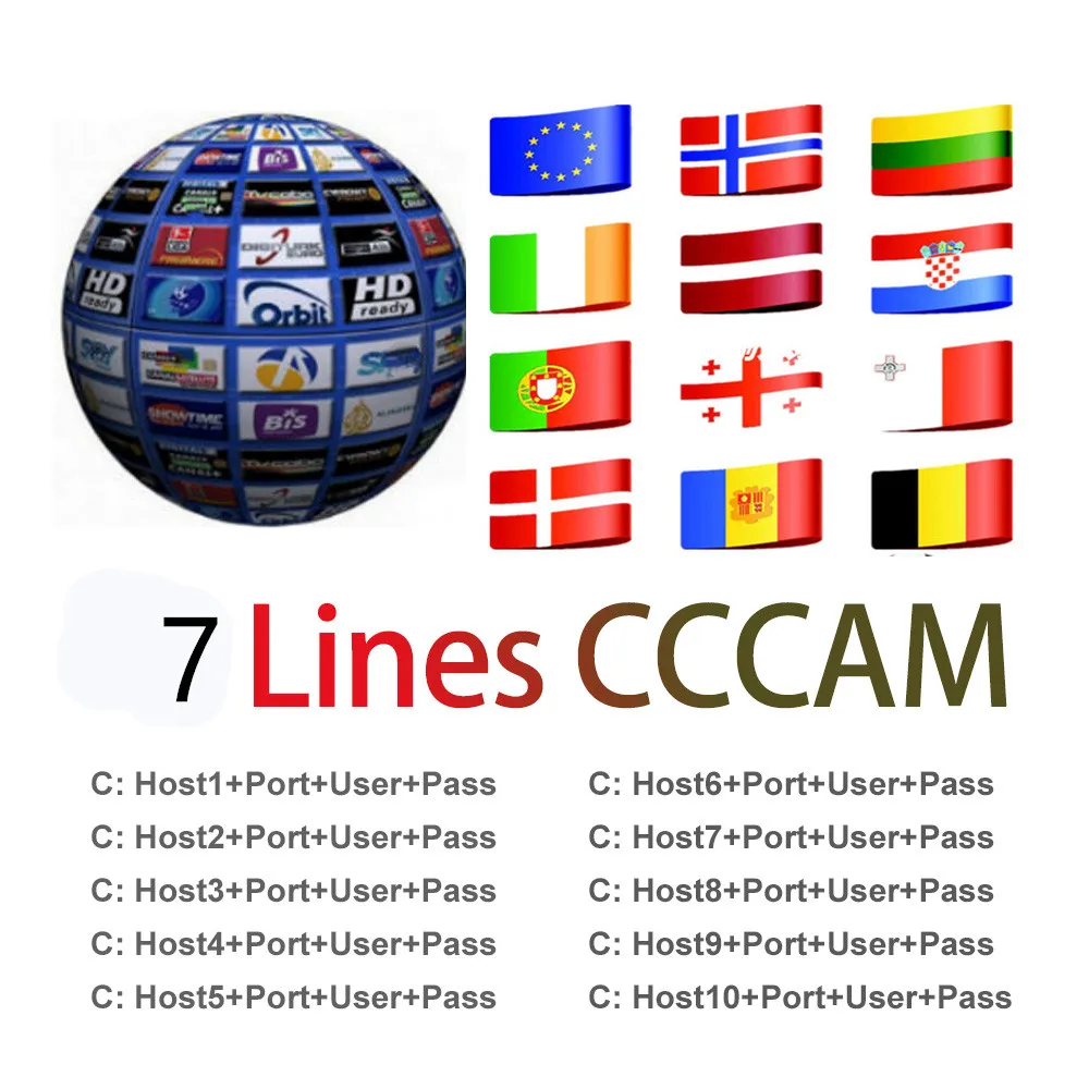 1 год линия Европа 7 линий кардшейринг сервер Mgcam Oscam Cccams для VU Starsat спутниковый ТВ приемник через usb wifi