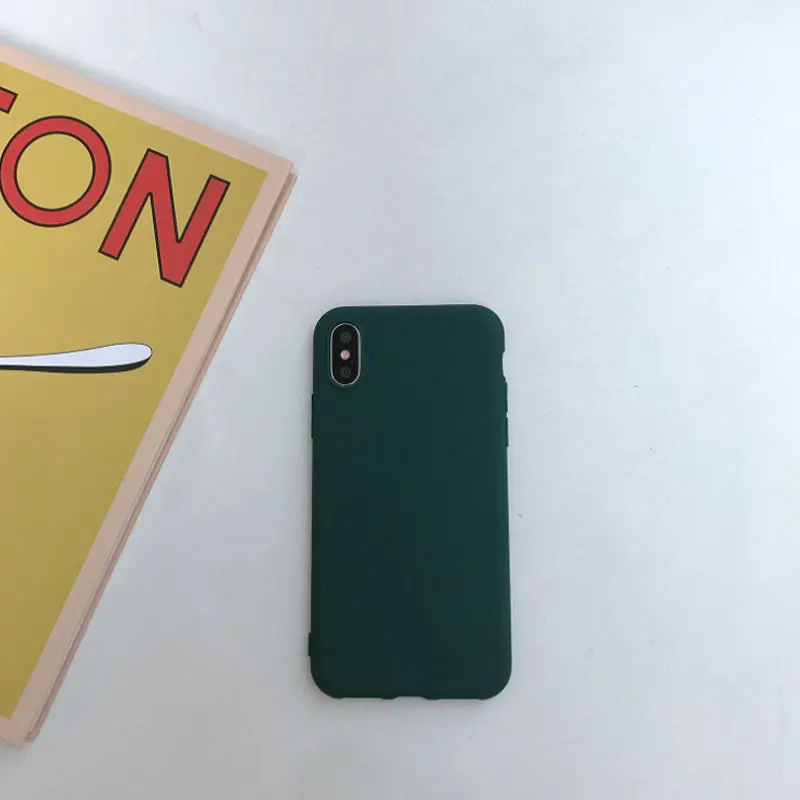green TPU для iPhone XS Max SX XR чехол матовый однотонный силиконовый чехол для телефона для iPhone 7 8X6 6S Plus чехол для телефона - Цвет: green