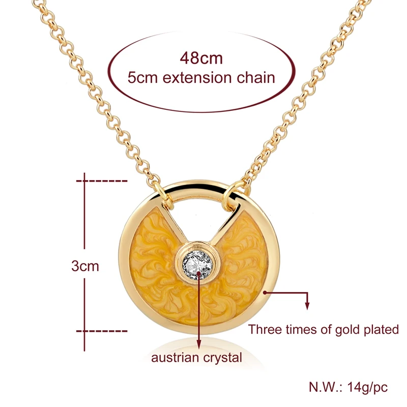 Женское Ожерелье-цепочка LongWay золотистого цвета с разноцветной эмалью круглой