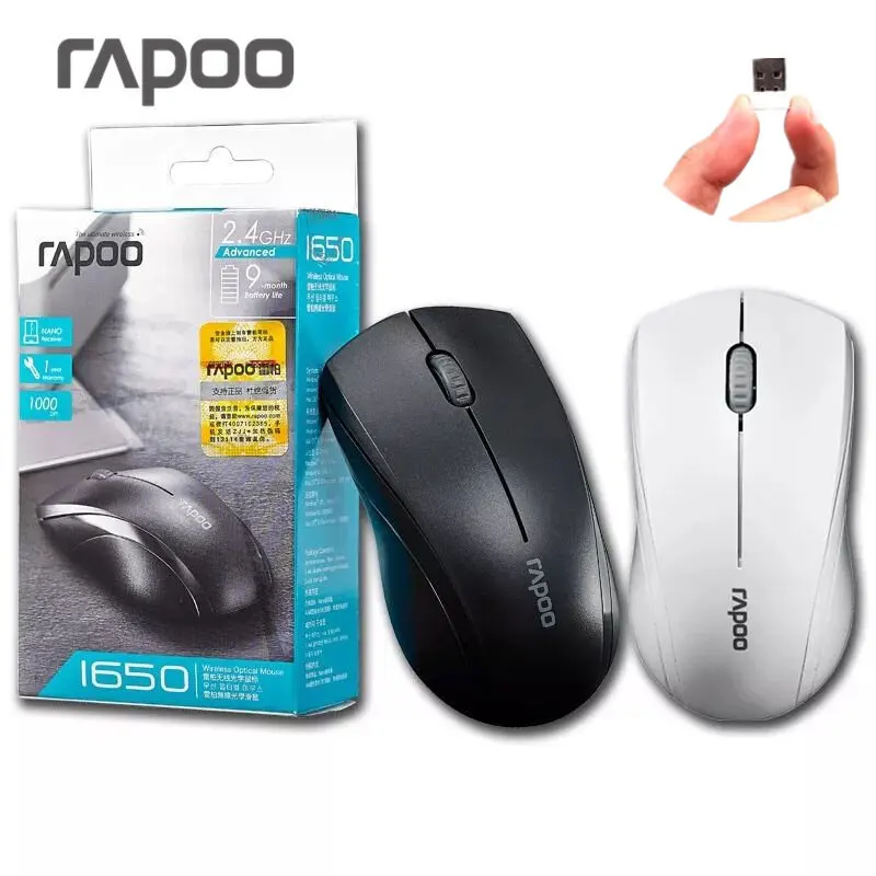 Rapoo 1650 Беспроводная 2,4 ГГц Бесшумная эргономичная USB оптическая беспроводная мышь Игровые мыши