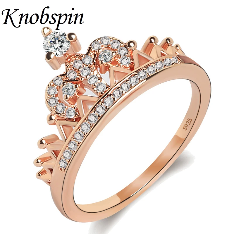 Изысканное кольцо в форме короны цвета розового золота CZ кольца для женщин