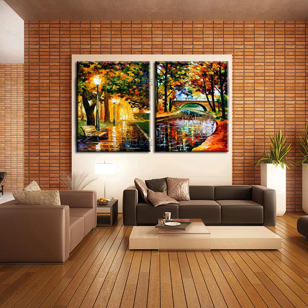 

Hand Painted Knife Landscape Oil Painting Hang Craft Handmade Modern Street View Picture For Home Decor Wall Art Canvas Painting