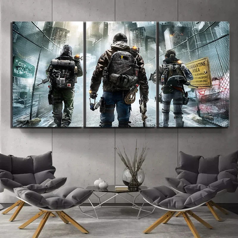 

3 шт. том Кленси дивизион видео игра плакат HD настенные картины холст искусство для домашнего декора настенное искусство