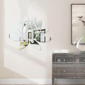 Креативные элегантные лотосы, 3D Декоративные Акриловые зеркальные настенные наклейки, цветок, Декор для дома, спальни, гостиной, декоративный плакат