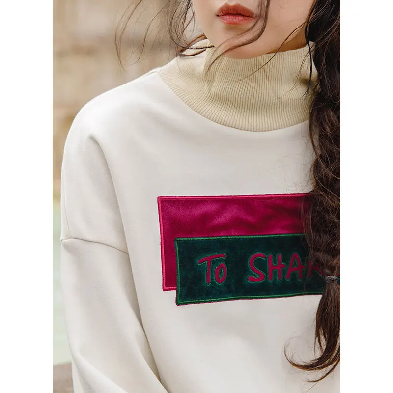 Женская толстовка с высоким воротом длинным рукавом и принтом inman | одежда