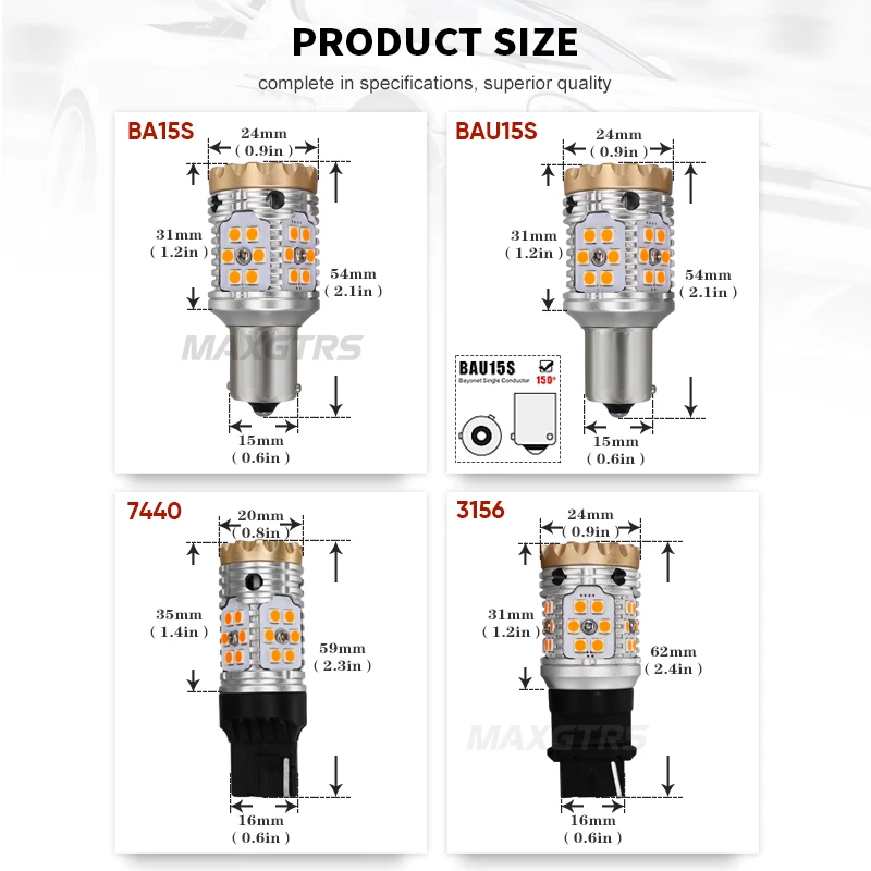 2x1156 7440 3156 BA15S BAU15S P21W PY21W светодиодный светильник лампы S25 Canbus Error Free желтый поворотники светильник Нет Hyper флэш-памяти