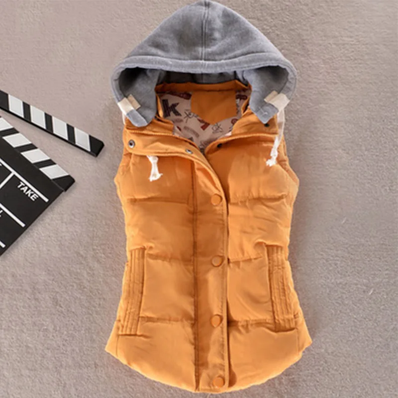 2019 Solid color Korean version Jacket Down Cotton jacket Winter Women Vest Thickening Hooded Waistcoat Coat Female cc71 | Женская