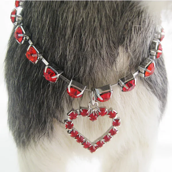 Ожерелье с подвеской в виде сердца стразы для маленьких собак и кошек|dog jewelry
