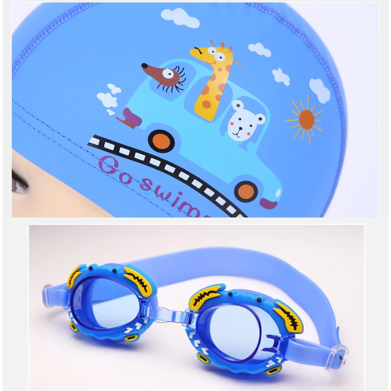 Комплект детских плавательных очков водонепроницаемые противотуманные с