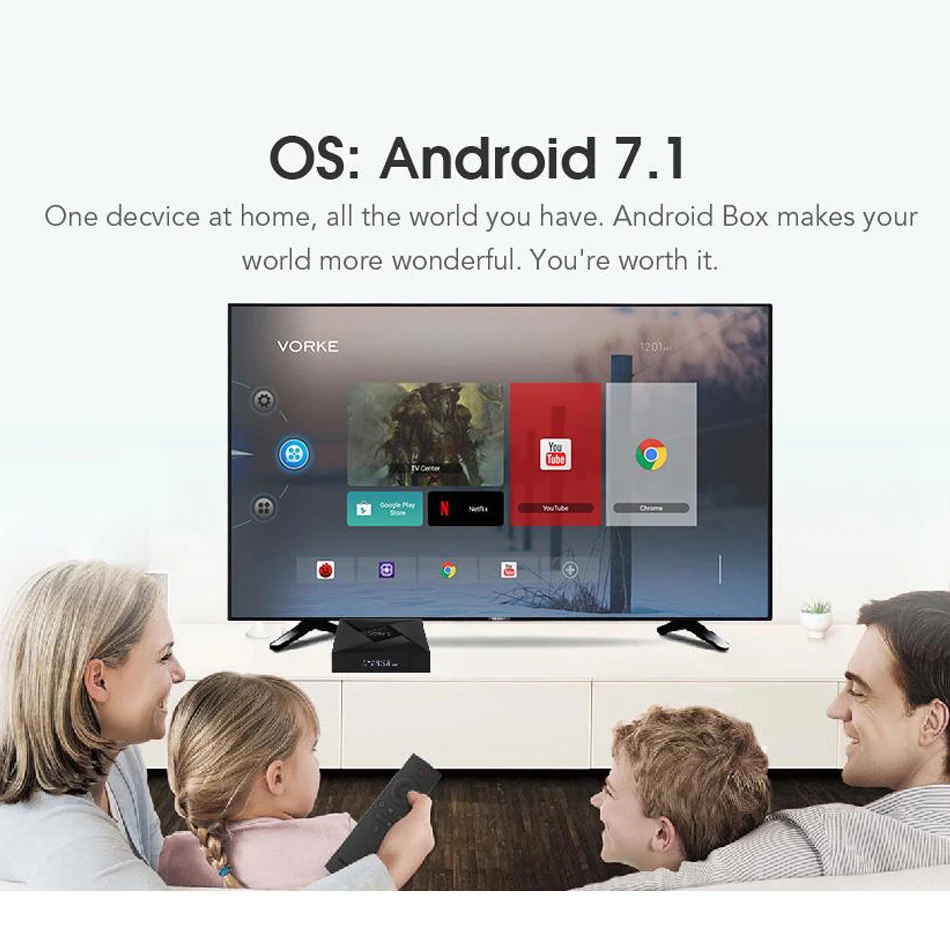 VORKE Z5 Amlogic S905W Android 7.1.2 Smart ТВ коробке 2 ГБ/16 ГБ 802.11ac IEEE WI-FI Bluetooth 4 1 LAN HDMI 0 3D кино DLNA |