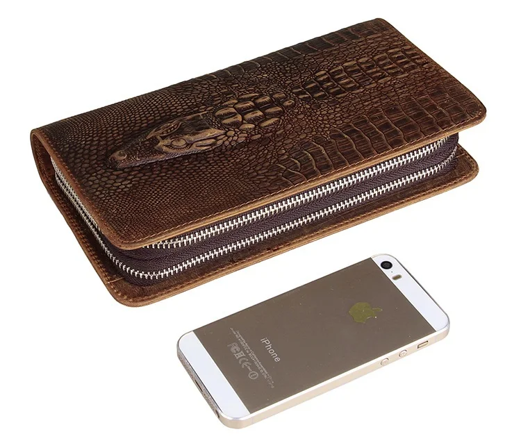 Модный дизайнерский кошелек из натуральной кожи с крокодиловым узором длинный