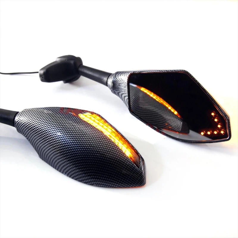 

Rearview Mirror Motorcycle LED Turn Signal Light Integrated Side Mirrors for Kawasaki Ninja 250 300 ZX6R ZX10R ZX14R Moto