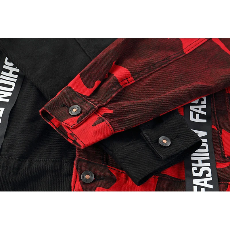 New Fashion High Street Men's Jeans Jackets Black Red Camouflage Bomber Men and Coats Casual Mens Streetwear | Мужская одежда
