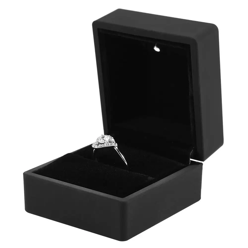 Ring Box Black 4 типа светодиодный светильник кольцо/кулон/браслет/ожерелье ювелирные изделия дисплей коробка подставка Подарочная коробка для хранения обручальное кольцо упаковка - Цвет: Ring Box Black